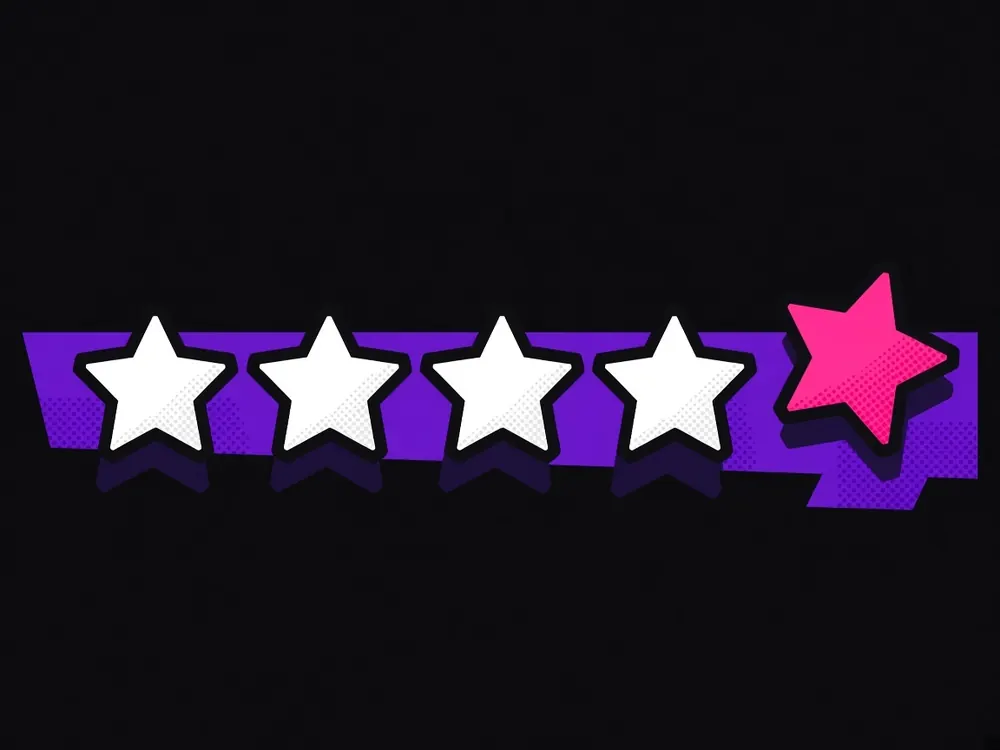 Illustration of a pink star trophy on a marble plinth